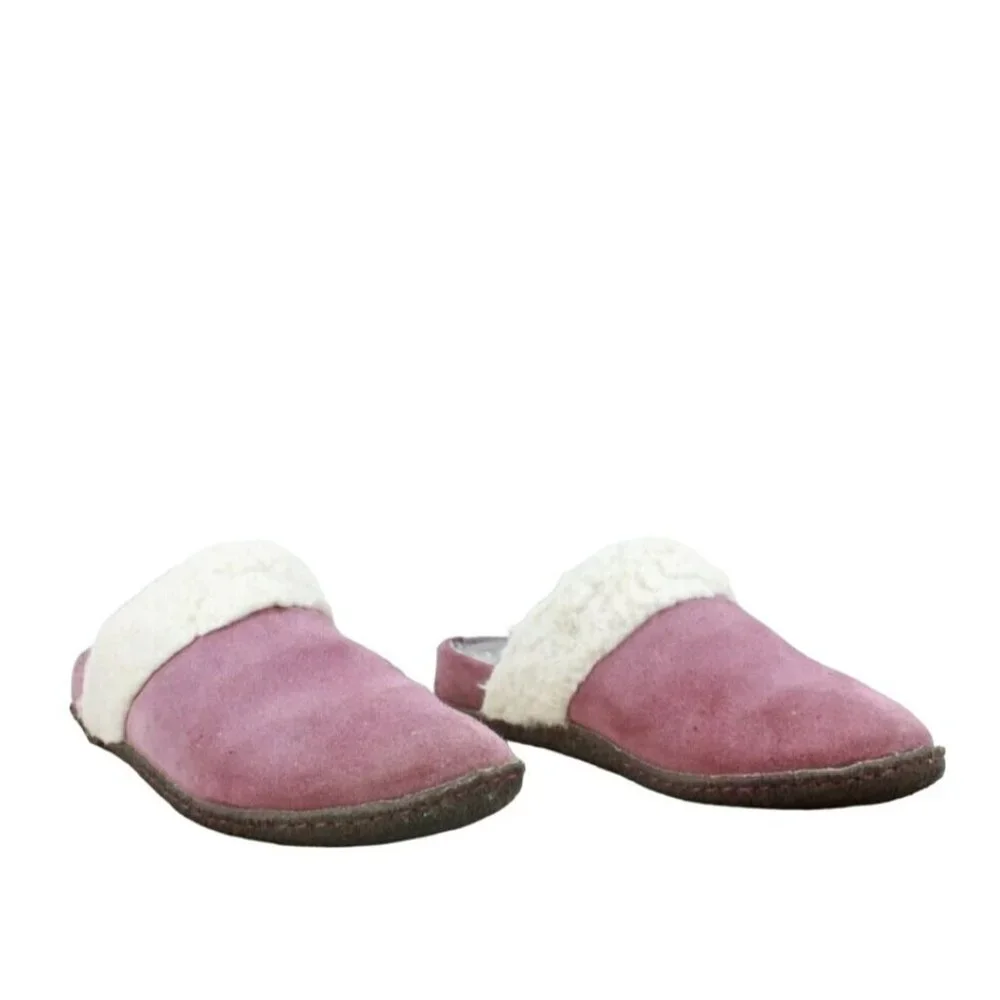 SOREL Nakiska Pink Suede Fleece Lined Slide Slippers Size 8 - Picture 2 of 9